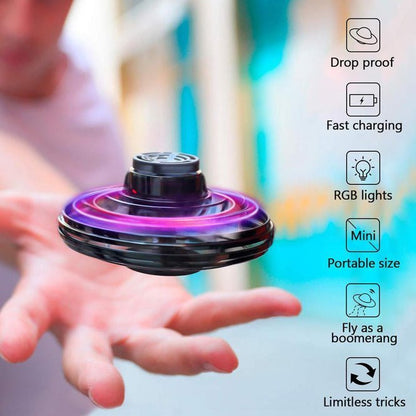 Flying Spinner Pro, Hand Operated Mini Drone, 360° Rotating and Shining LED Lights for Kids Adults Indoor & Outdoor Fun